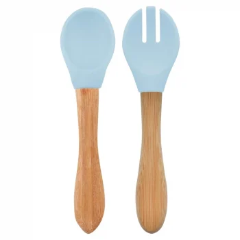 Mey İthalat®   Mama Kaşığı ve Çatal Seti Mineral Blue