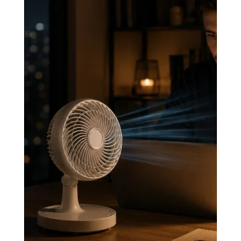 Mey İthalat® Masaüstü Mini Fan Sessiz Çalışan 2 Hızlı Otomatik Salınımlı Fan