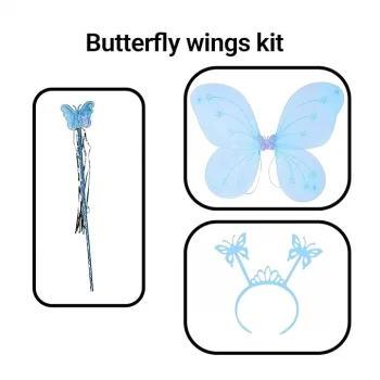 Mey İthalat® Mavi Erkek-Kız Seti – 50 cm Kanadı, Taç ve Asa