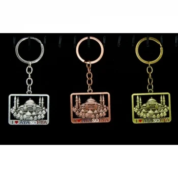 Mey İthalat® Metal Ayasofya Anahtarlık Kare Tasarım