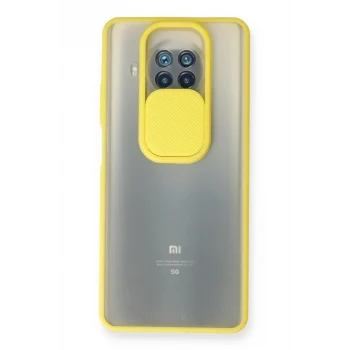 Mey İthalat®   Mi 10T Lite Kılıf Palm Buzlu Kamera Sürgülü Silikon - Sarı