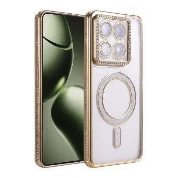Mey İthalat®   Mi 14T Pro Joke Simli Magneticsafe Kılıf - Gold