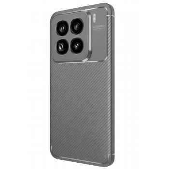 Mey İthalat®   Mi 15 Pro Kılıf Auto Focus Karbon Kapak - Gri