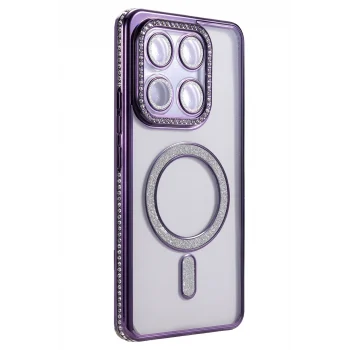 Mey İthalat®   Mi 15T Pro Joke Simli Magneticsafe Kılıf - Derin Mor