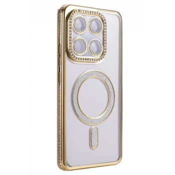 Mey İthalat®   Mi 15T Pro Joke Simli Magneticsafe Kılıf - Gold
