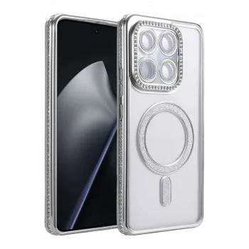 Mey İthalat®   Mi 15T Pro Joke Simli Magneticsafe Kılıf - Gümüş