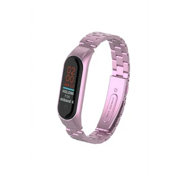 Mey İthalat®   Mi Band 4 Metal Baklalı Kordon - Rose