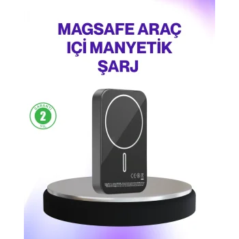 Mey İthalat® Mıknatıslı MagSafe Uyumlu Araç Tutucu Kablosuz Şarj Destekli