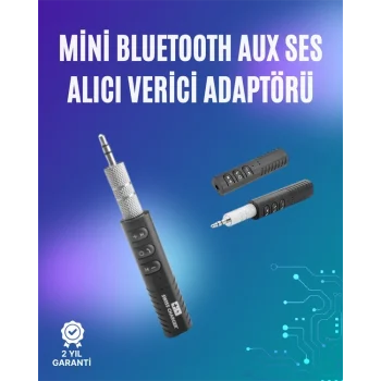 Mey İthalat® Mini Bluetooth Müzik Alıcısı | Ev & Araç Stereo Sistemlerine Kablosuz Bağlantı