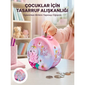 Mey İthalat® Mini Çocuk Para Kasası Güvenli Kilitli Birikim Kutusu