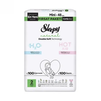 Mey İthalat® Natural Double Soft Bebek Bezi Fırsat Paketi 2 Beden 48 Adet