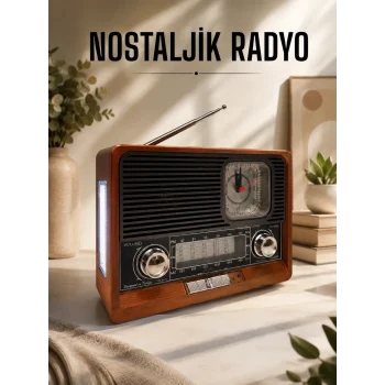 Mey İthalat® Nostaljik Radyo USB,AUX Ve SD Kart Girişli Bluetooth Bağlantılı