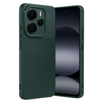 Mey İthalat®   Note 14 5G Auto Focus Karbon Kapak - Koyu Yeşil