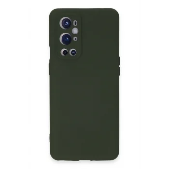 Mey İthalat®  One Plus 9 Pro Kılıf Nano içi Kadife Silikon - Koyu Yeşil