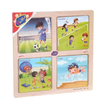 Mey İthalat® ONY-343/344/345/346 Ahşap Eğitici 4lü Puzzle -Onyıl