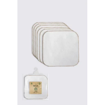Mey İthalat®   Organik 28x28 6Lı Havlu Mendil 90105 Ekru