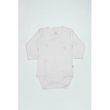 Mey İthalat®   Organik Natural Basic Style Kruvaze Uzun Kol Body BS17102 Beyaz