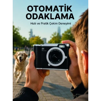 Mey İthalat® Otomatik Odaklamalı 4K Dijital Kamera 2.4 İnç HD Ekran