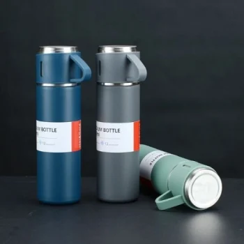 Mey İthalat® Paslanmaz Çelik Bardaklı Termos Seti 500 ML