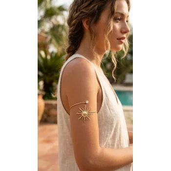 Mey İthalat® Pazu Bileklik Gold Renk Pirinç Güneş Model