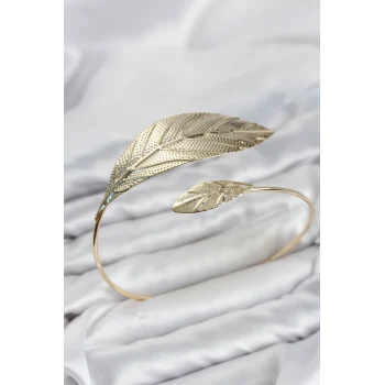 Mey İthalat® Pazu Bileklik Gold Renk Pirinç Yaprak Model