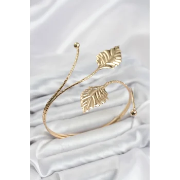 Mey İthalat® Pazu Bileklik Gold Renk Pirinç Yaprak Model