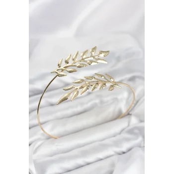 Mey İthalat® Pazu Bileklik Gold Renk Pirinç Zeytin Dalı Model