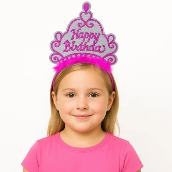 Mey İthalat® Pembe Happy Birthday Prenses Tacı – Doğum Günü Taç Aesuarı
