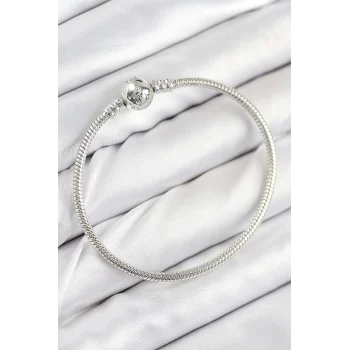 Mey İthalat® Pirinç Charm Topcuk Model Gümüş Renk Kadın Bileklik