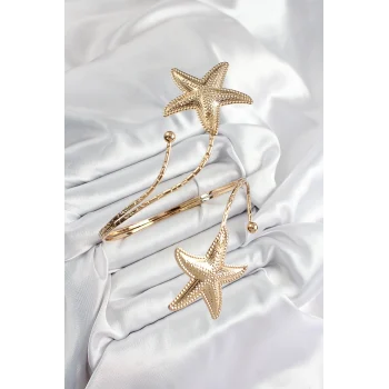 Mey İthalat® Pirinç Deniz Yıldızı Model Gold Renk Kadın Pazu Bileklik
