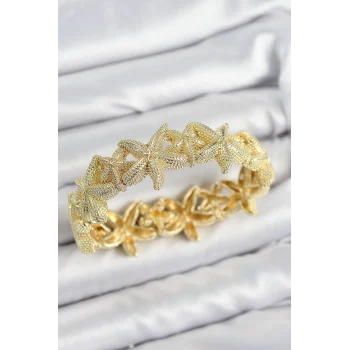 Mey İthalat® Pirinç Deniz Yıldızı Model Gold Renk Lastikli Kadın Bileklik