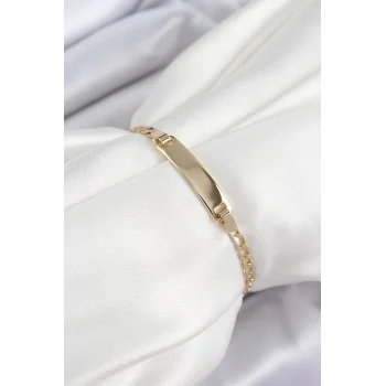 Mey İthalat® Pirinç Dikdörtgen Model Gold Renk Xuping Bebek Künyesi
