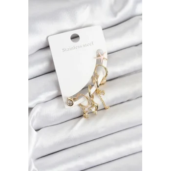 Mey İthalat® Pirinç Gold Renk Set Küpe
