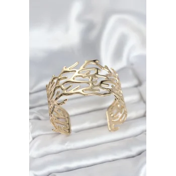 Mey İthalat® Pirinç Gold Renk Vintage Model Kadın Bileklik