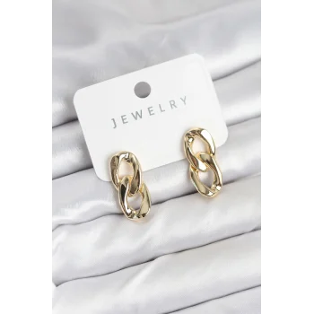 Mey İthalat® Pirinç Gold Renk Zincir Model Kadın Küpe