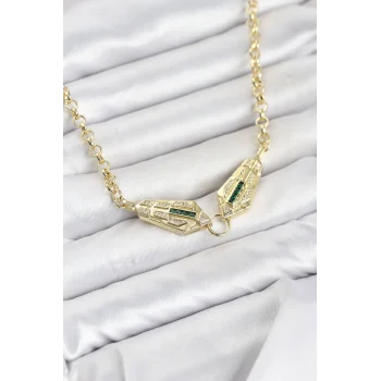 Mey İthalat® Pirinç Gold Renk Zirkon Taşlı Serenay Kolye