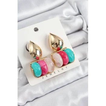 Mey İthalat® Pirinç Karışık Renk Vintage Model Kadın Küpe