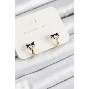 Mey İthalat® Pirinç Kuromi Model Gold Renk Çocuk Küpe