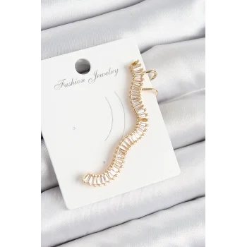 Mey İthalat® Pirinç Su Yolu Model Gold Renk Sağ Kıkırdak Küpe