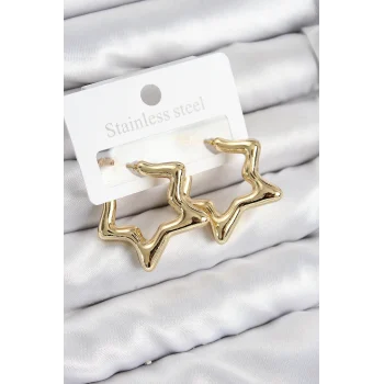 Mey İthalat® Pirinç Yıldız Model Gold Renk Kadın Küpe