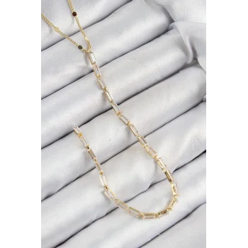 Mey İthalat® Pirinç Zirkon Taşlı Model Gold Renk Y Kolye