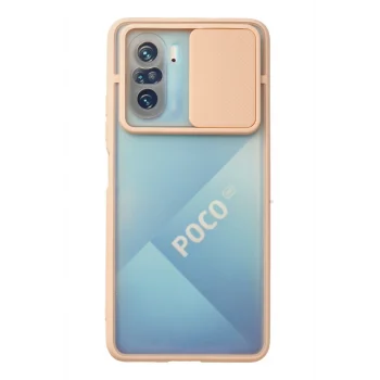 Mey İthalat®   Poco F3 Kılıf Palm Buzlu Kamera Sürgülü Silikon - Pembe