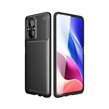 Mey İthalat®   Poco M5 Kılıf Auto Focus Karbon Kapak - Siyah