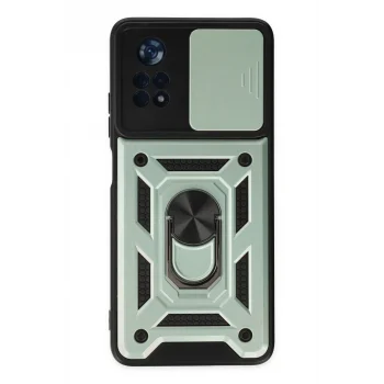 Mey İthalat®   Poco X4 Pro 5G Kılıf Pars Lens Yüzüklü Silikon - Yeşil