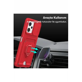 Mey İthalat®   Poco X5 5G Kılıf Zuma Kartvizitli Yüzüklü Silikon - Lacivert