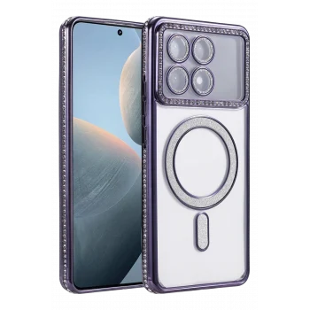Mey İthalat®   Poco X6 Pro Joke Simli Magneticsafe Kılıf - Derin Mor