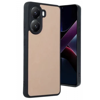 Mey İthalat®   Poco X7 Pro Kılıf Aras Deri Kapak - Pudra