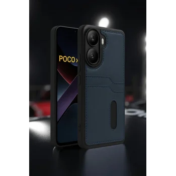 Mey İthalat®   Poco X7 Pro Kılıf Sara Kartvizitli Deri Kılıf - Taba