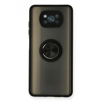 Mey İthalat®   Pocophone X3 Kılıf Montreal Yüzüklü Silikon Kapak - Siyah