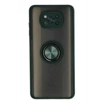 Mey İthalat®   Pocophone X3 Kılıf Montreal Yüzüklü Silikon Kapak - Yeşil